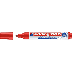 Edding 660 Rotulador para Pizarra Blanca - Punta Redonda - Trazo entre 1.5 y 3 mm. - Tinta Pigmentada - Recargable - Borrable en Seco - Color Rojo