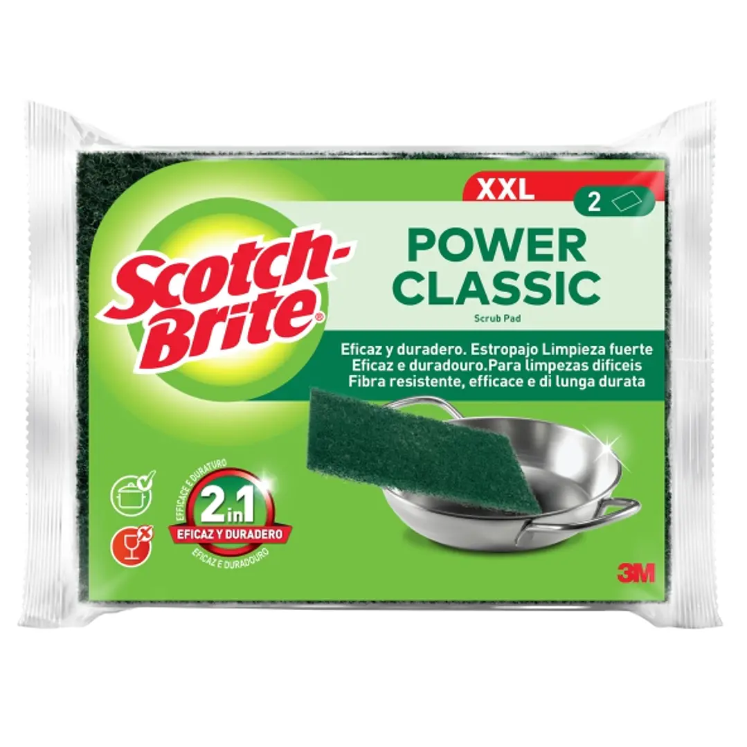 Scotch-Brite Classic Pack de 2 Estropajos de Cocina XL - Color Verde Oscuro 1
