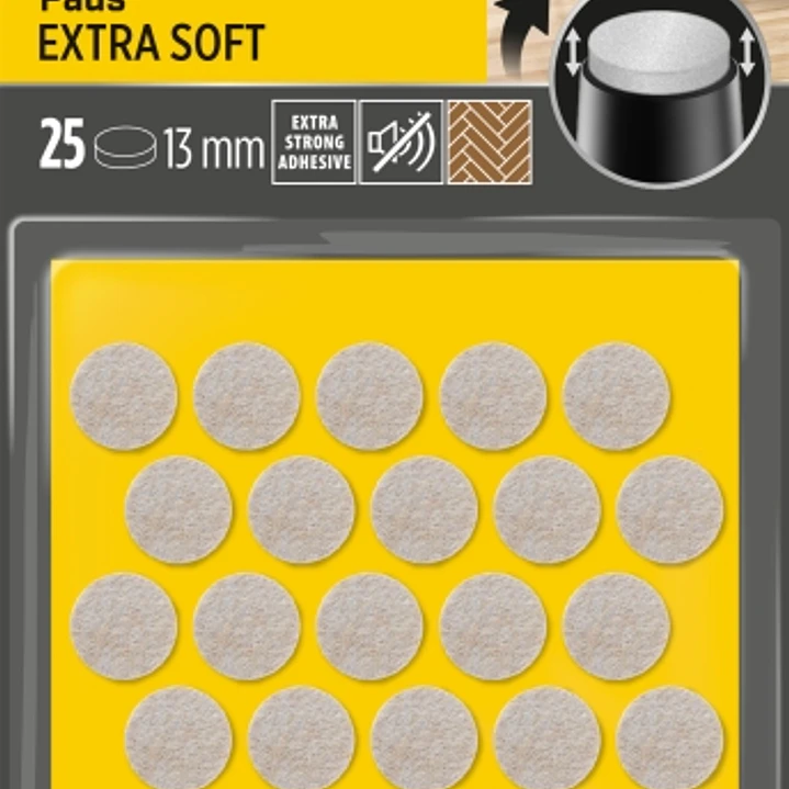 Scotch Pack de 25 Almohadillas de Fieltro Adhesivas - Extra Suaves - Diametro de 13mm - Color Beige 1