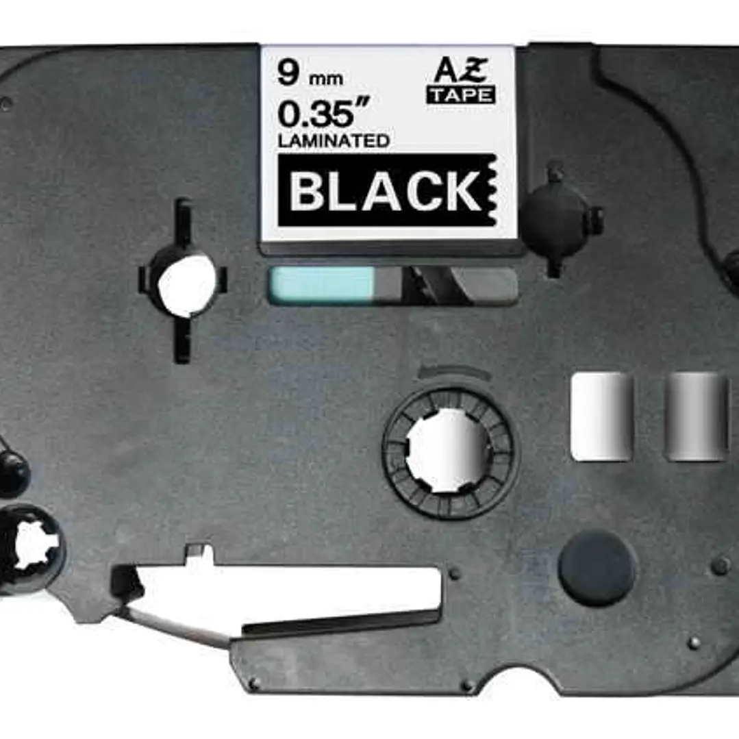 Brother TZe325 Cinta Laminada Generica de Etiquetas - Texto blanco sobre fondo negro - Ancho 9mm x 8 metros 1