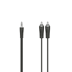 Hama Essential Cable de Audio - 2x RCA Macho - Jack 3.5mm Macho - Longitud 75cm - Estereo - Color Negro