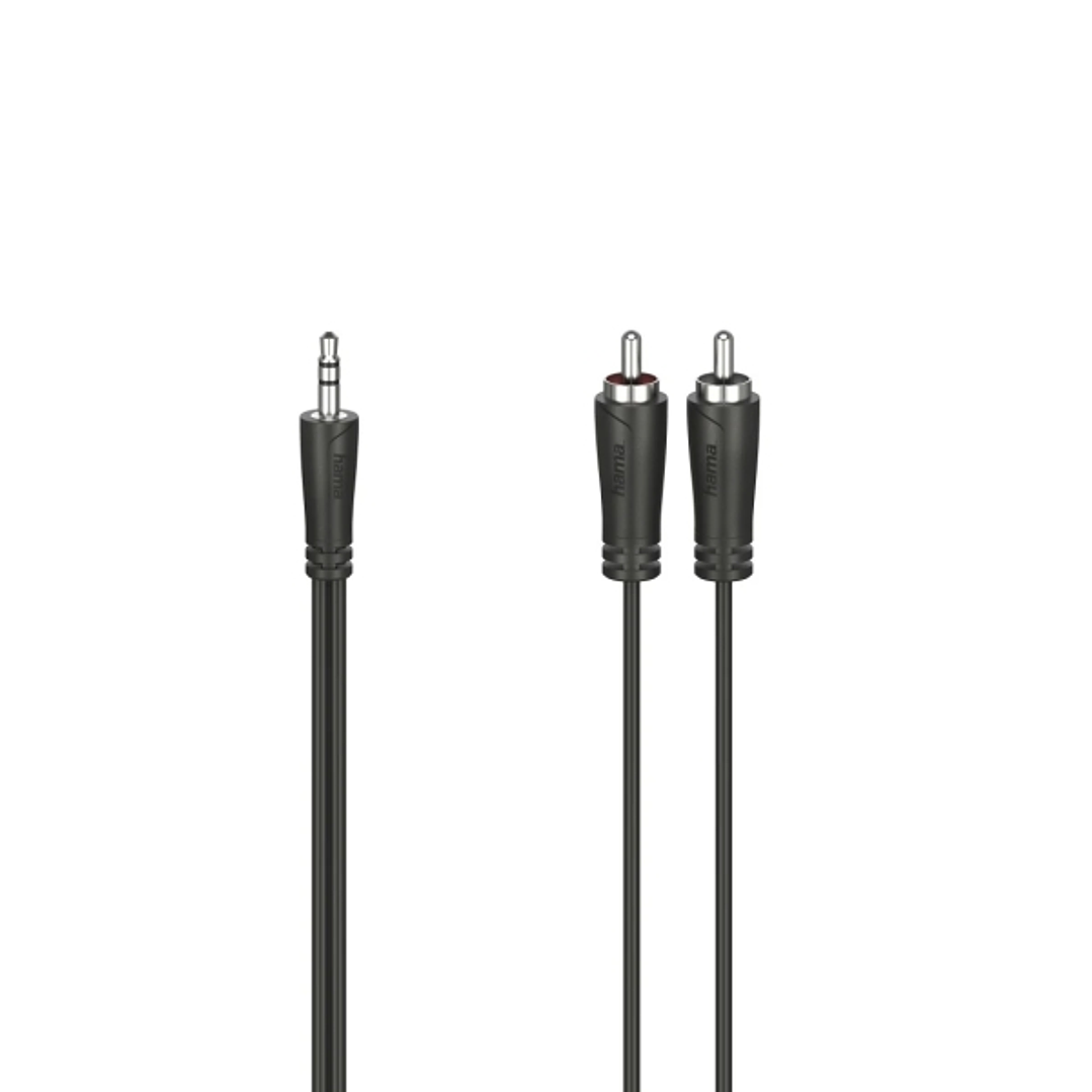 Hama Essential Cable de Audio - 2x RCA Macho - Jack 3.5mm Macho - Longitud 75cm - Estereo - Color Negro 1
