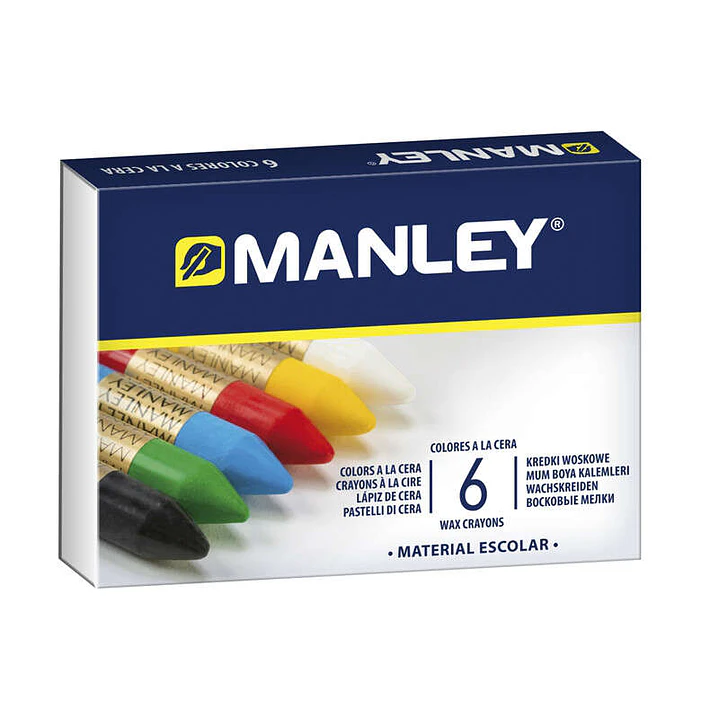 Manley Pack de 6 Ceras Blandas de Trazo Suave - Ideal para Tecnicas y Aplicaciones Variadas - Amplia Gama de Colores - Colores Surtidos 1