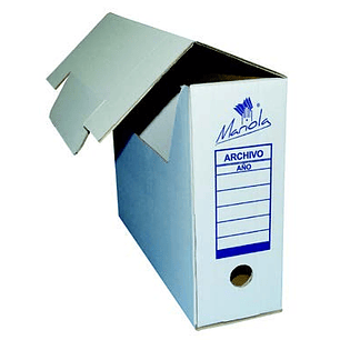 Mariola Caja de Archivo Definitivo Tamaño Folio Prolongado - Medidas 27,5x12x39cm - Ideal para Organizar Documentos - Color Blanco y Azul