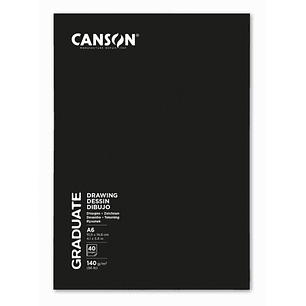 Canson Graduate Dibujo y Esbozo Cuaderno Grapado con 20 Hojas A6 - 140g - Grano Fino - Color Blanco
