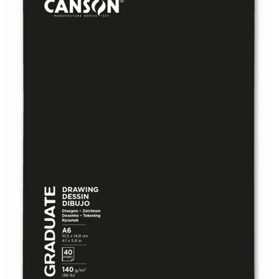 Canson Graduate Dibujo y Esbozo Cuaderno Grapado con 20 Hojas A6 - 140g - Grano Fino - Color Blanco 1