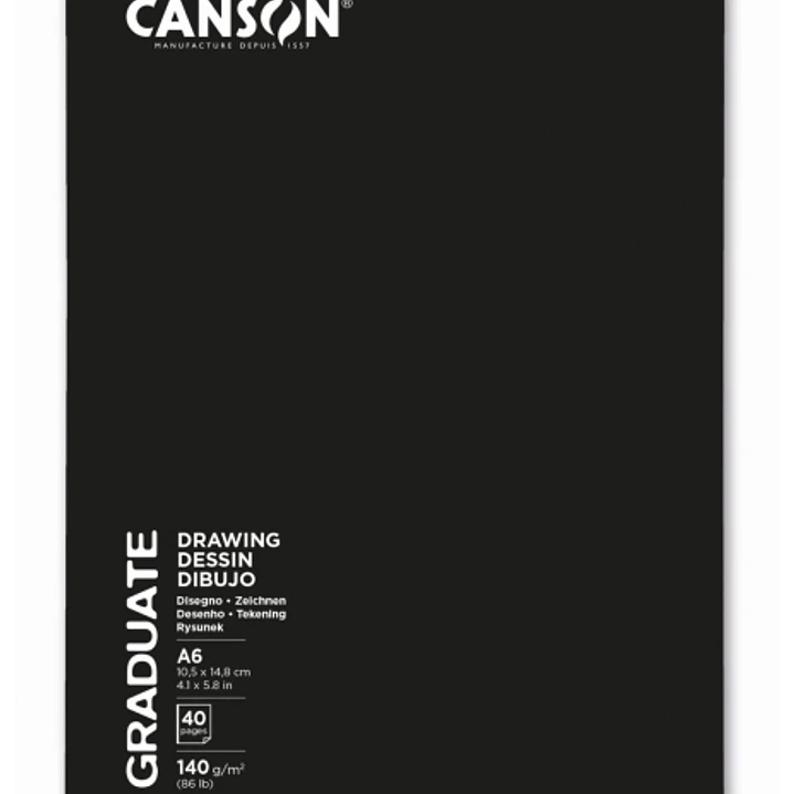 Canson Graduate Dibujo y Esbozo Cuaderno Grapado con 20 Hojas A6 - 140g - Grano Fino - Color Blanco 1