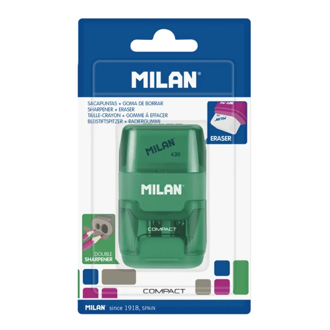 Milan Compact Afilaborra - Cuchilla de Acero de Seguridad - Doble Agujero para Normal y Maxi - Colores Surtidos 1