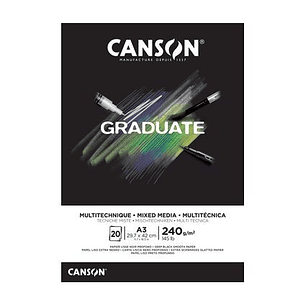 Canson Graduate Mix Media Bloc Encolado de 20 Hojas A5 - 240g - Grano Fino - Color Negro