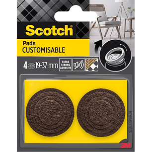 Scotch Pack de 4 Almohadillas Adhesivas Antideslizantes - Personalizables - Diametro de 19 a 37mm - Color Marron