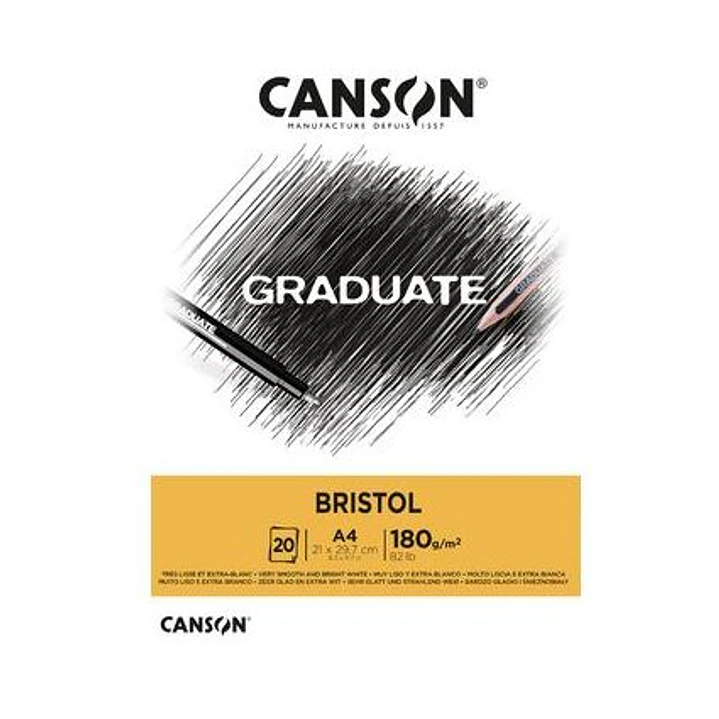 Canson Graduate Bristol Bloc Encolado de 20 Hojas A5 - 180g - Extraliso - Color Blanco 1