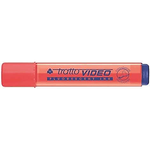Tratto Video Marcador Fluorescente - Punta Biselada - Tinta Base de Agua - Secado Rapido - Color Rojo Fluorescente
