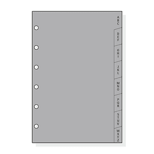 Finocam C364 Indice Alfabetico para Agendas Classic - 8 Solapas - Formato 603 - 89x127x3mm - PVC - Color Gris