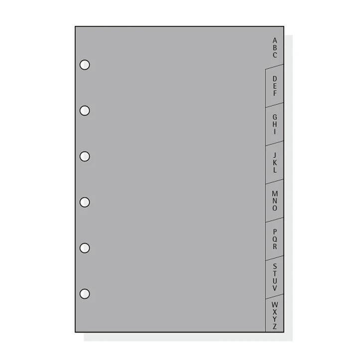 Finocam C364 Indice Alfabetico para Agendas Classic - 8 Solapas - Formato 603 - 89x127x3mm - PVC - Color Gris 1