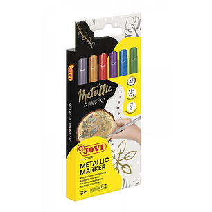 Jovi Metalic Estuche de 6 Rotuladores - Efecto Metalico - Tinta Base Agua - Facil Limpieza - Ideal para Papel Oscuro y Superficies No Porosas - Color 