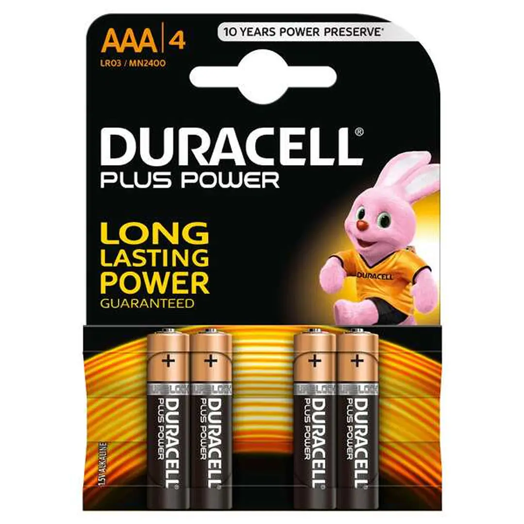 Duracell MN2400B4 Pilas Alcalinas AAA LR03 1.5V Plus Power (4 unidades) 1