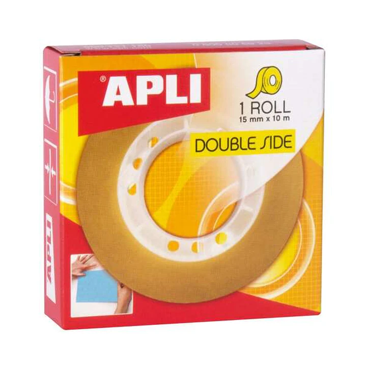 Apli Cinta Adhesiva de Doble Cara 15 mm x 10 m - Transparente 1