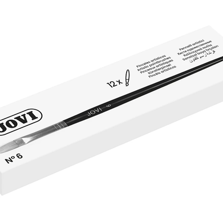 Jovi Pinceles Artisticos Planos Pelo de Cerda Nº 6 - Pelo Natural - Mango de Madera - Punta Plana - Pelo Duro - Color Varios 1