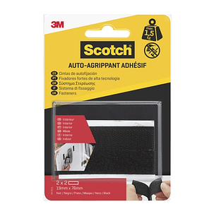 Scotch Pack de 2 Cierres Adhesivos Reposicionables - 19x76mm - Uso en Interior - Color Negro