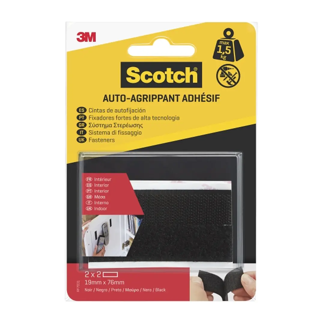Scotch Pack de 2 Cierres Adhesivos Reposicionables - 19x76mm - Uso en Interior - Color Negro 1