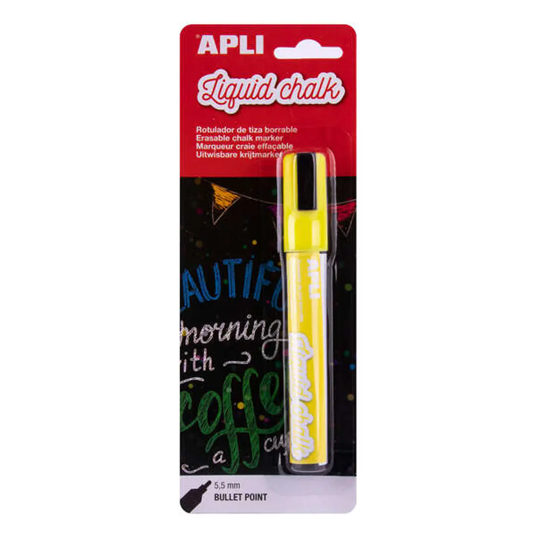 Apli Rotulador de Tiza Liquida - Punta Redonda de 5.5mm - Facil de Borrar con Paño Humedo - Secado Rapido y Uso Sencillo - Base Agua Libre de Toxicos 1