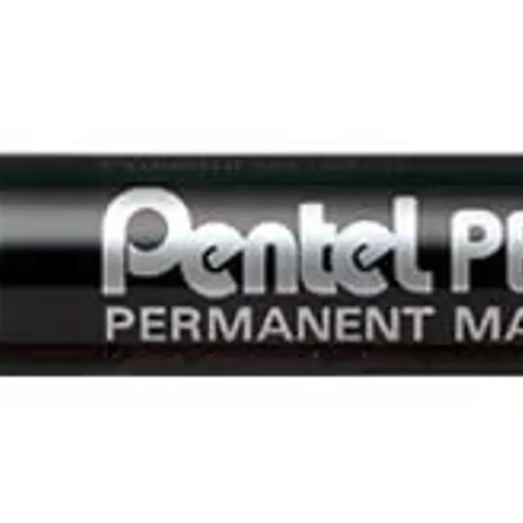 Pentel Pen N60 Rotulador Permanente - Punta Biselada Resistente y Duradera - Resistente a Agua y Luz - Color Negro 1