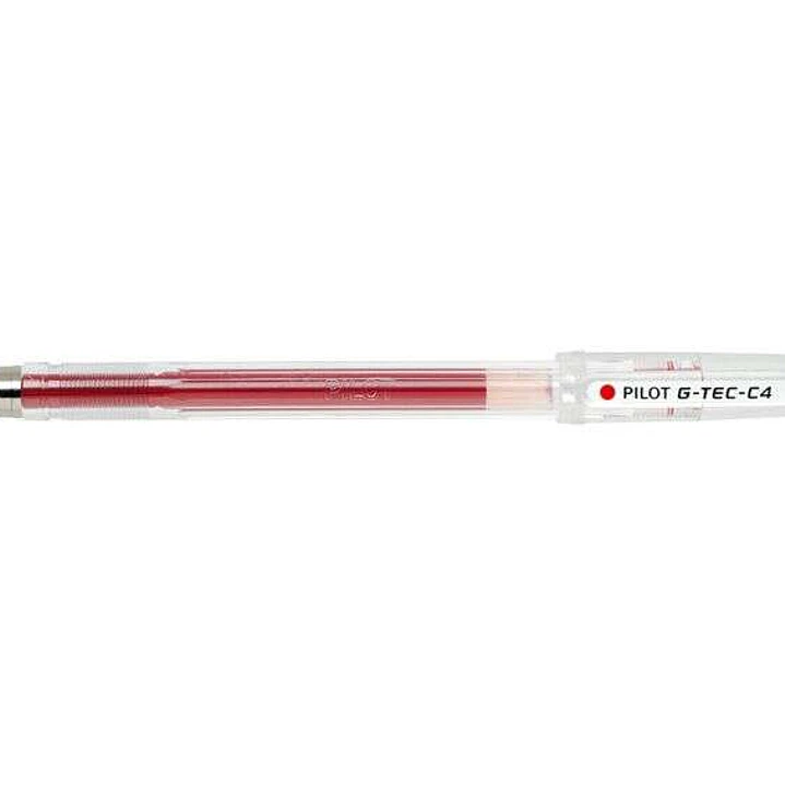 Pilot Boligrafo de Gel G-Tec C4 - Extra Fino - Recargable - Punta de Bola 0.4mm - Trazo 0.2mm - Color Rojo 1