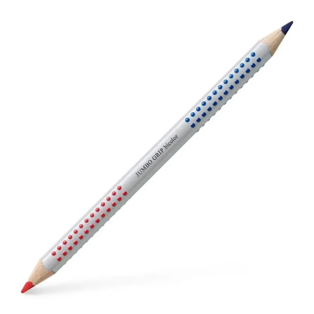 Faber-Castell Jumbo Grip Lapiz Bicolor Triangular - Zona de Agarre - Respetuoso con el Medio Ambiente - Mina Resistente a la Rotura - Color Rojo/Azul 1