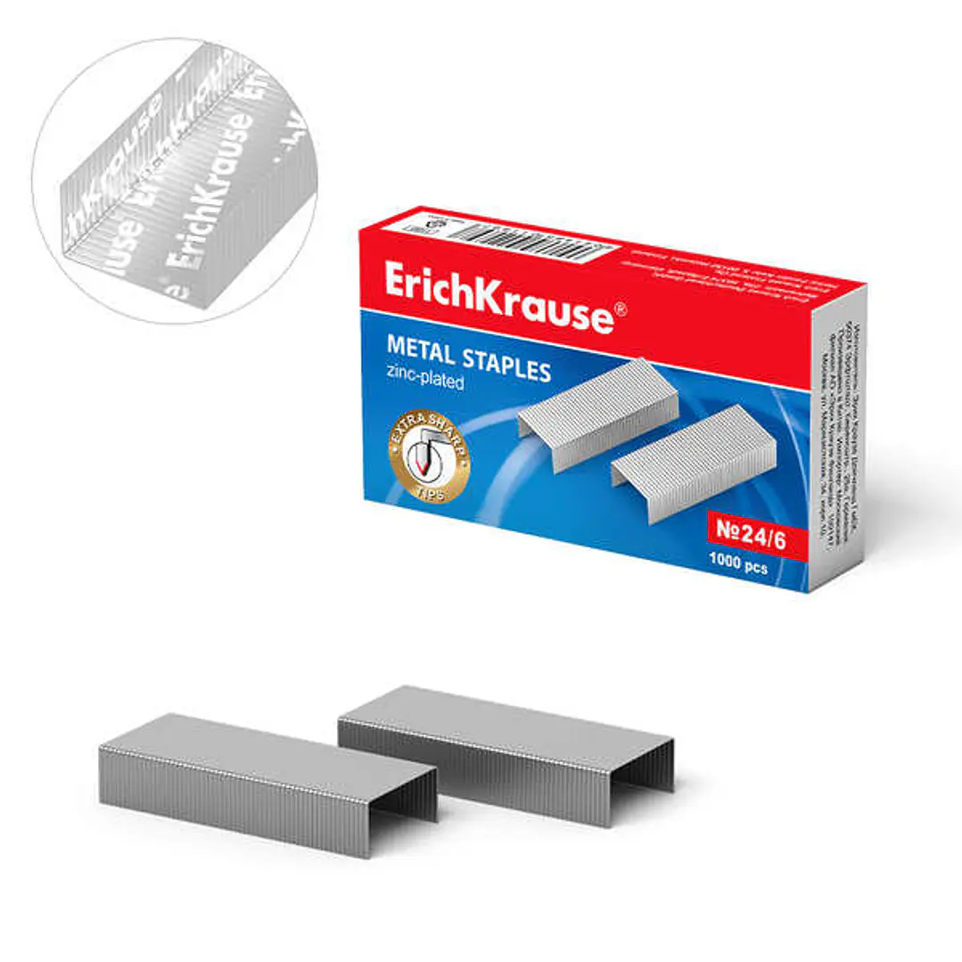 Erichkrause Caja de 1000 Grapas 24/6 Galvanizadas - Alambre de Acero - Alta Calidad - Resistente a la Corrosion 1