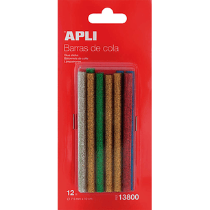 Apli Recambio de Barras de Adhesivo Termofusible - Ø7.5mmx10cm - Colores Surtidos con Purpurina - Precision y Limpeza - Compatible con Pistolas de Ø7.
