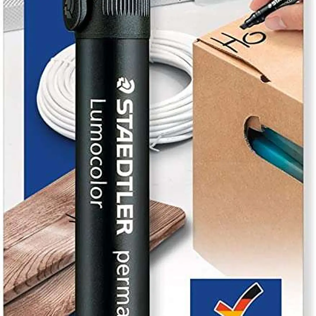 Staedtler Lumocolor 350 Pack de 1 Rotulador Permanente con Punta Biselada - Punta 2-5mm - Tinta Antisecado - Recargable - Color Negro 1