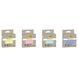 Post-It Bloc de 100 Notas Adhesivas Recicladas - Forma Cuadrada - Colores Surtidos Aleatorios