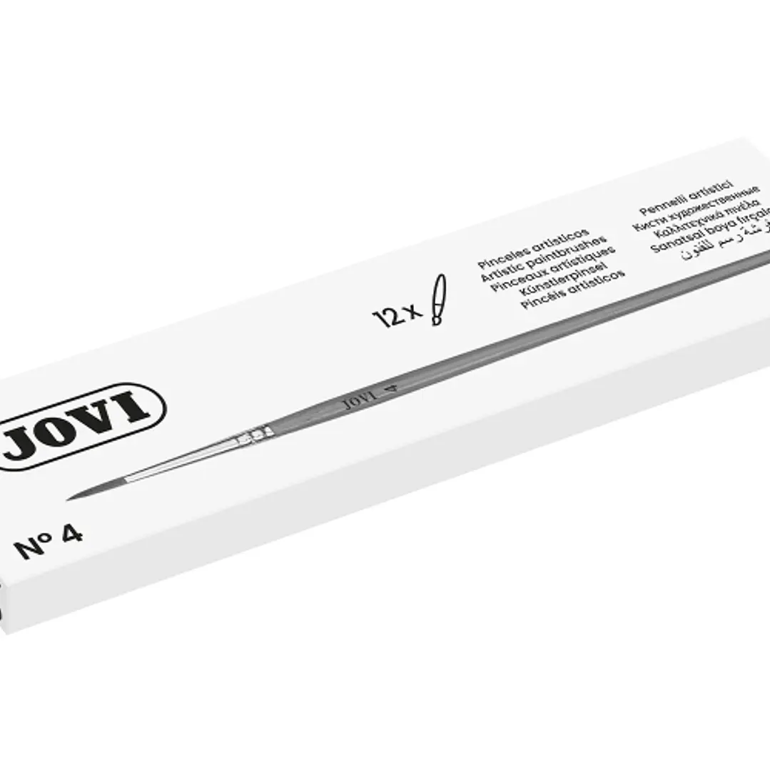 Jovi Pinceles Artisticos Pelo Poney Nº 4 - Pelo Natural - Mango de Madera - Calibre 00 al 12 - Punta Redonda - Pelo Suave - Color Varios 1