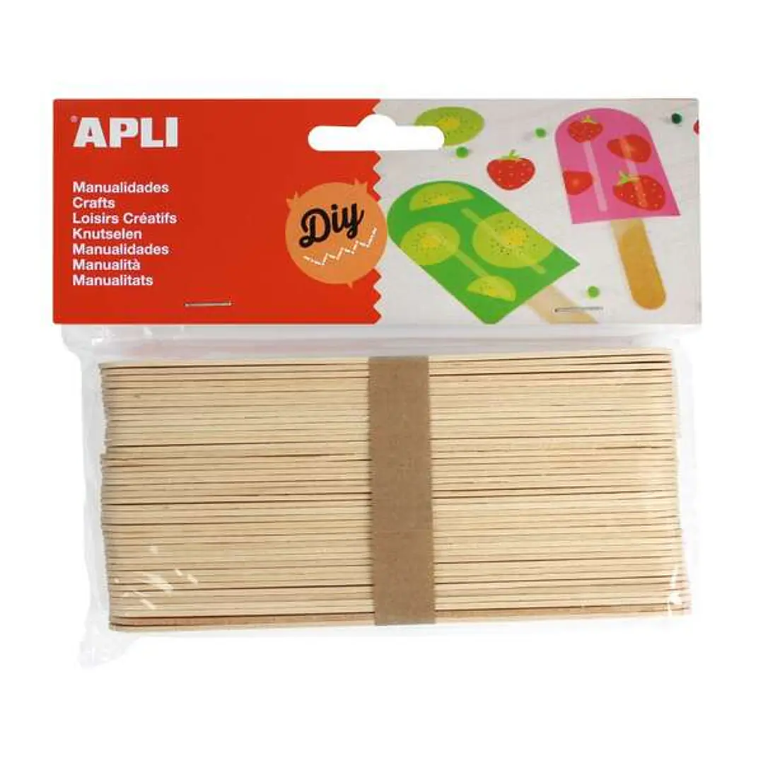 Apli Pack de 40 Palos Polo Jumbo de Madera Natural 150 x 18 mm - Color Madera 1