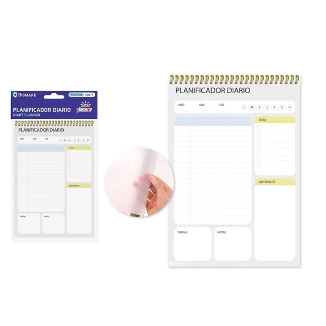 Ingraf Planificador Diario - Medidas 15x21cm - Espiral con Tapa de Polipropileno - 50 Hojas de 80grs 1