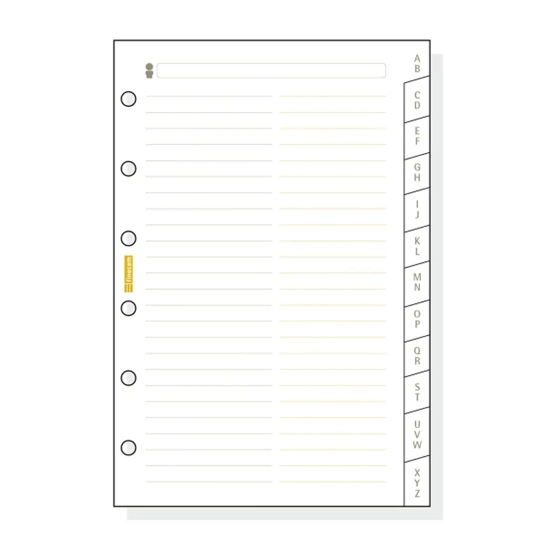 Finocam C375 Indice Alfabetico para Agendas Classic - 12 Solapas - Formato 603 - 79x127x3mm - Cartulina - Color Blanco 1