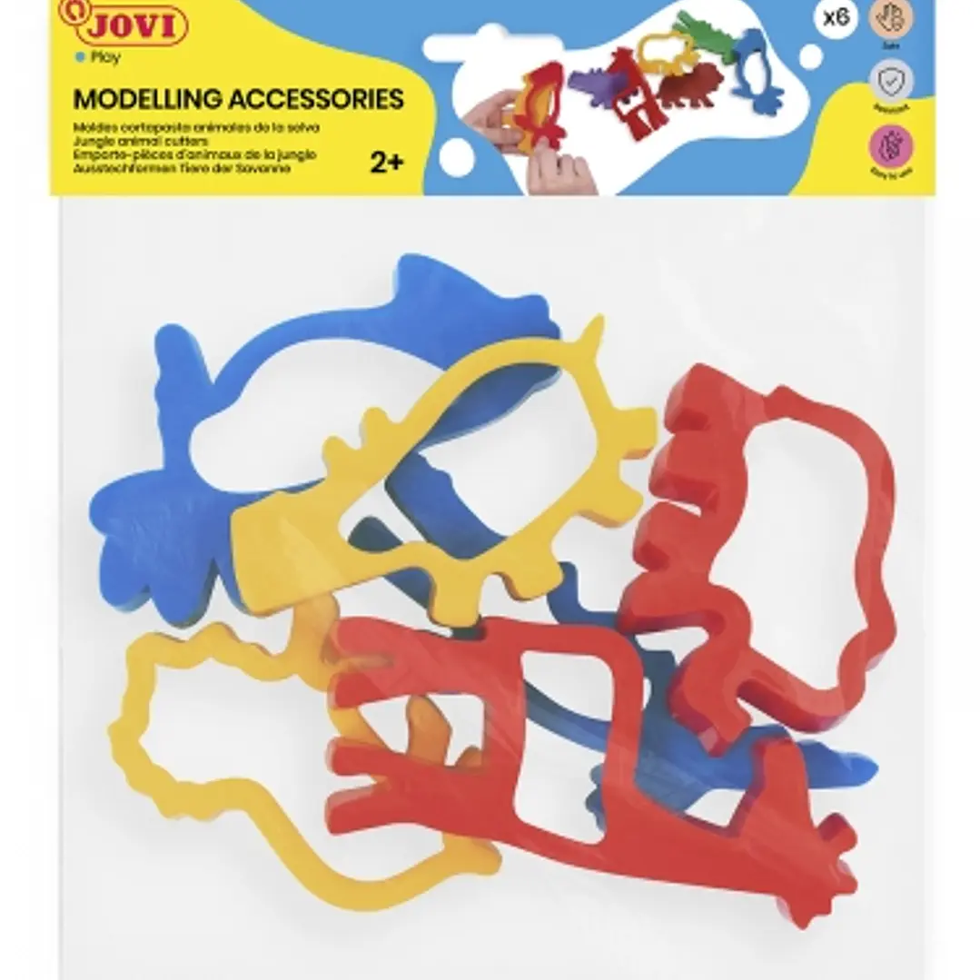 Jovi Modelling Accessories Bolsa Colgable con 6 Moldes de Corte Animales de Jungla - Moldes de Plastico para Plastilina - Formas de Animales de la Sel 1