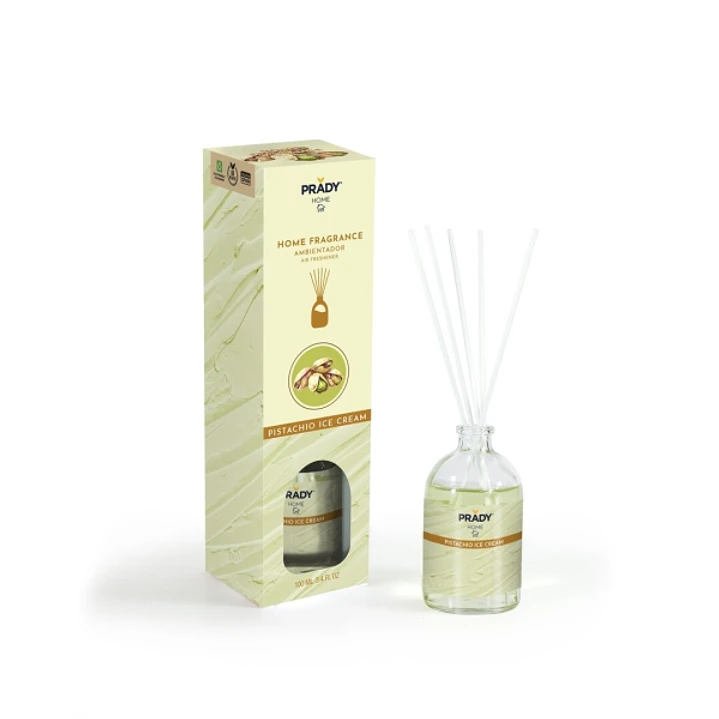 Prady Ambientador Mikado Pistacho Ice Cream - Frasco de Cristal 100 ml y Varitas Difusoras 1
