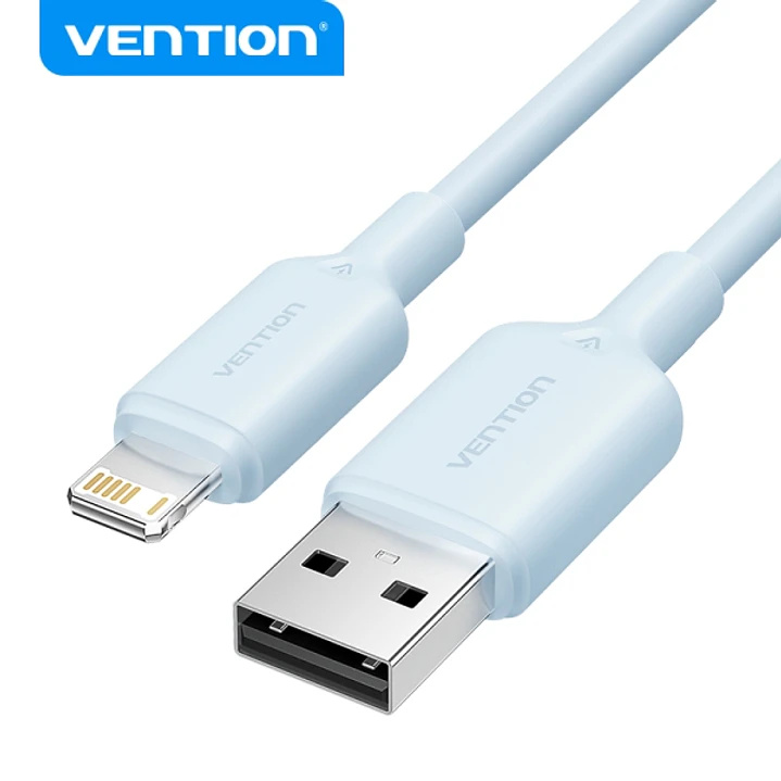 Vention Cable USB 2.0 Lightning - Transmision 480Mbps - Salida 2.4A - 1M - Color Azul 1