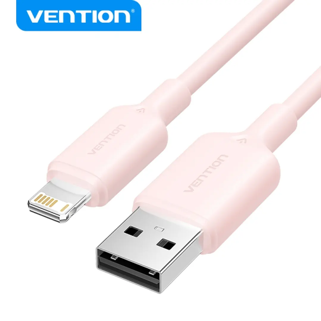 Vention Cable USB Lightning - Conector USB-A a Lightning - 1m - Transmision 480Mbps - Salida 2.4A - Color Rosa 1