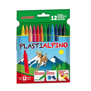 Alpino PlastiAlpino Pack con 12 Ceras para Niños - Material Resistente - No Manchan - Colores Brillantes - Colores Surtidos