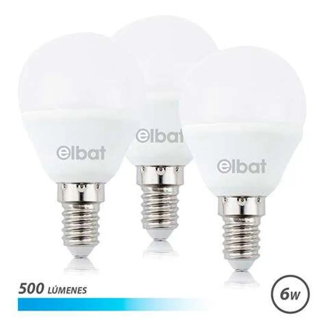 Elbat Pack de 3 Bombillas LED G45 de 6W - 500LM - Base E14 - Luz Fria 1