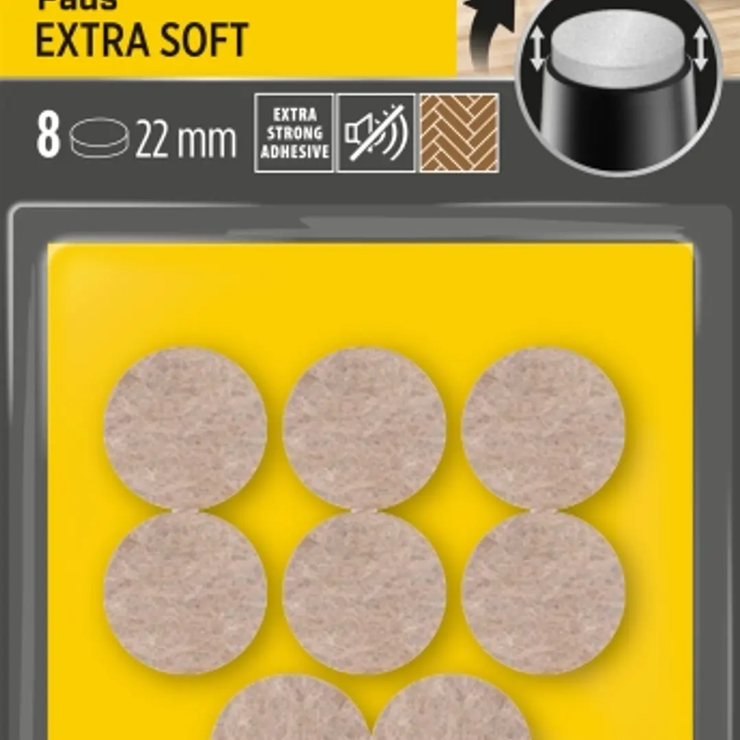 Scotch Pack de 8 Almohadillas de Fieltro Adhesivas - Extra Suaves - Diametro de 22mm - Color Beige 1