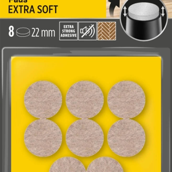 Scotch Pack de 8 Almohadillas de Fieltro Adhesivas - Extra Suaves - Diametro de 22mm - Color Beige 1