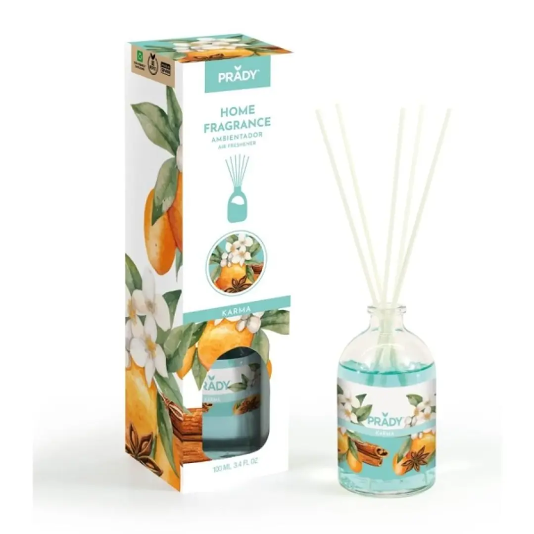Prady Ambientador Mikado Karma - Frasco de Cristal 100 ml y Varitas Difusoras 1
