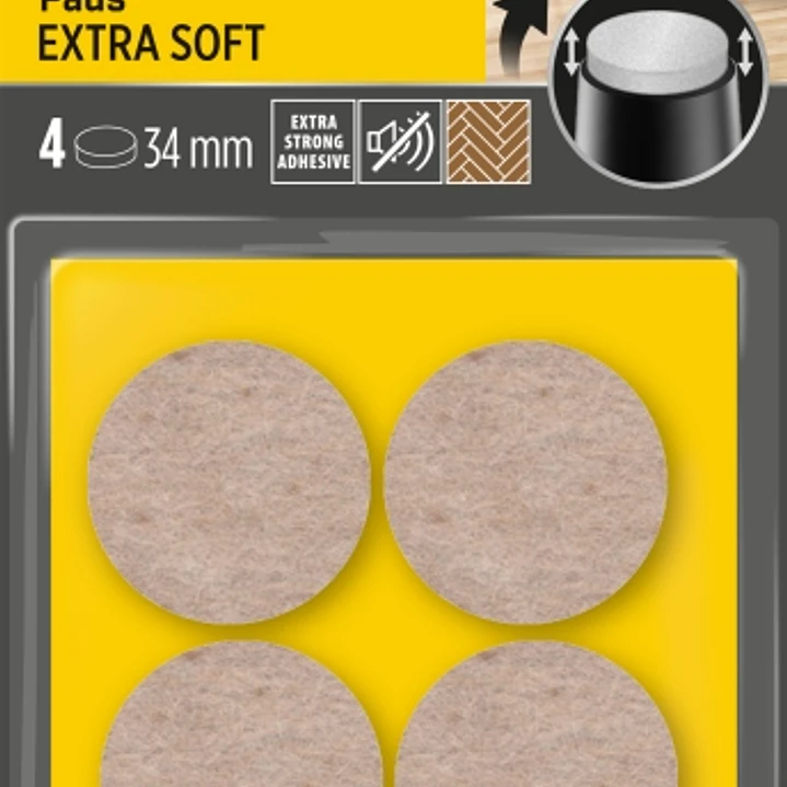 Scotch Pack de 4 Almohadillas de Fieltro Adhesivas - Extra Suaves - Diametro de 34mm - Color Beige 1