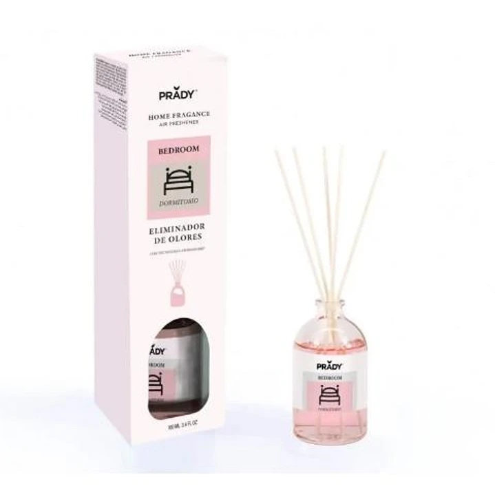 Prady Ambientador Mikado Neutralizador de Olores Para Dormitorio - Frasco de Cristal 100 ml y Varitas Difusoras 1