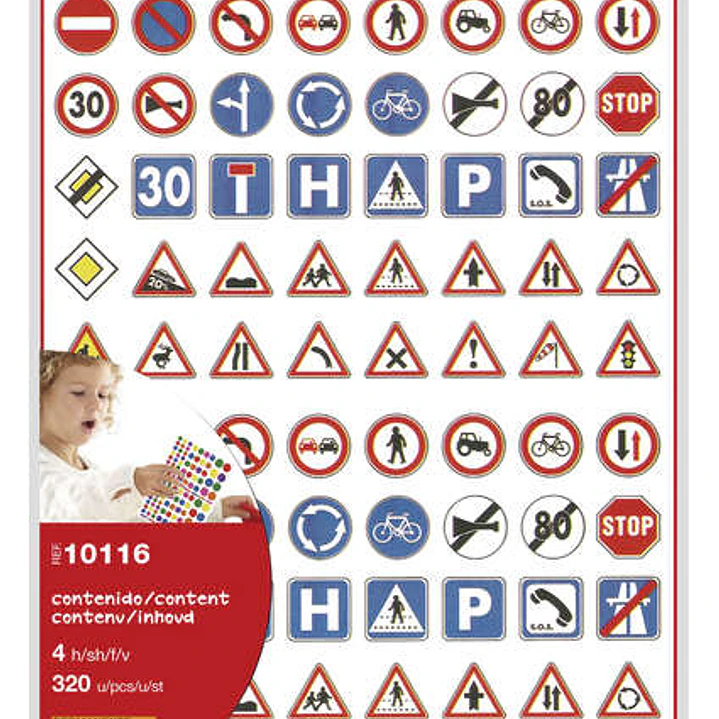 Apli Bolsa de Gomets Tematicos Las Señales de Trafico - 320 Gomets - Adhesivo Permanente - Desarrollados con Educadores - Ideales para Educacion Vial  1