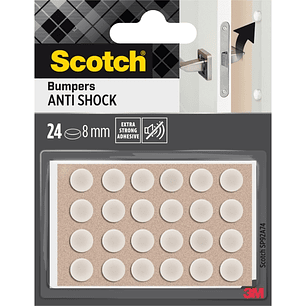 Scotch Topes Adhesivos para Muebles - Antichoque - Diametro de 8mm - Paquete de 24 - Color Blanco