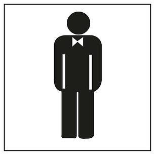 Apli Pegatina en PVC para Señalizacion de Lavabo Caballeros - Medidas 114x114mm - Adhesivo Permanente - Dibujo Negro sobre Fondo Blanco